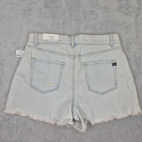 NWT 14 (34) High Rise Frayed Hem Maurices Jean Shorts Distressed Denim Light - Picture 11 of 12